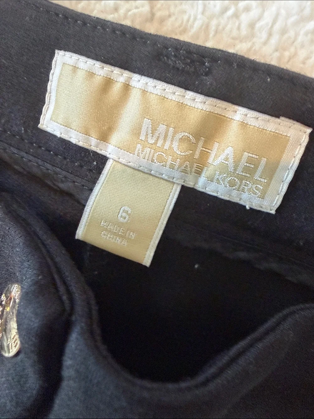 Michael Kors Black Skinny Jeans with Gold Zipper Accents